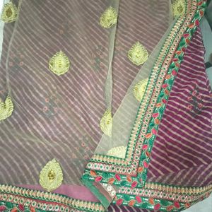 Purple Plum Golden Saree Blouse Petticoat Party