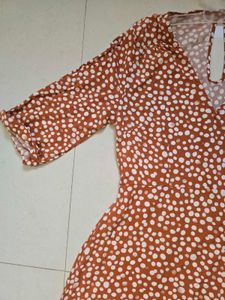 Brown Floral Wrap Dress