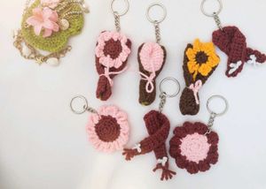 Crochet Flower Keychains - Handmade