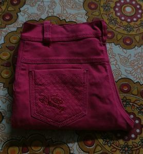 Raspberry Colored Skinny Pants For Girls