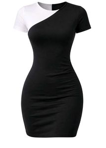 Two-Tone Bodycon Mini Dress