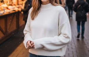 Cream Cropped Knit Sweater