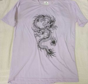 mauve Chinese dragon printed tshirt