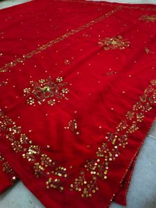 Vintage Red Saree Aari Work