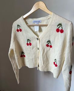Cute Cherry Print Cardigan