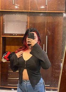 Chic Black Full sleeve Top