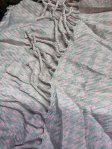 Pink Houndstooth Scarf with Fringe 1