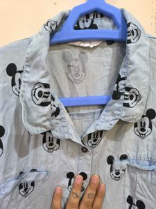 Denim Disney Mickey Mouse Shirt For Girls