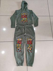 Cartoon Print Hoodie &amp; Pants Set