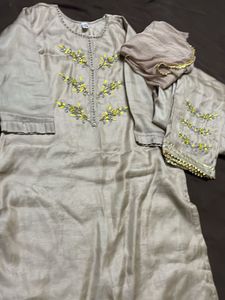 Elegant Chikoo Kurta Set With Fully Lining Attach