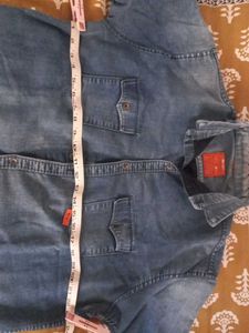 White Pants + blue denim shirt