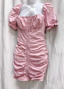111610. Pink Puff Sleeve Mini Dress