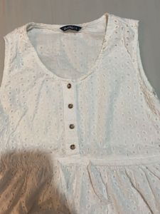 White Eyelet Sleeveless Dress