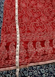 Red Embroidered Kurta Set
