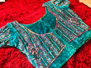 Velvet seekence full work lahanga blouse