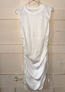 URBANIC White Ruched Sleeveless Dress