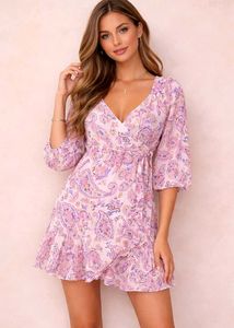Paisley Print Wrap Dress