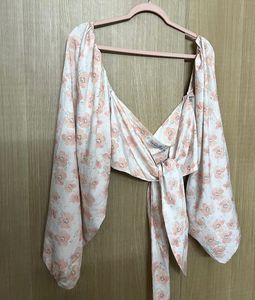 Flowy Peach Floral Off-Shoulder Top