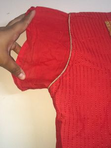 Red Anarkali Only Top Pant Dupatta Not Included