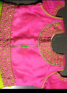 Pink &amp; Green Embroidered Dress