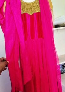 Floor Length Dark Pink Designer Gown