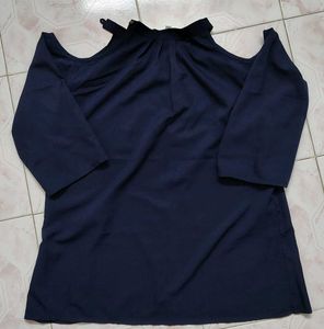Navy Cold Shoulder Top