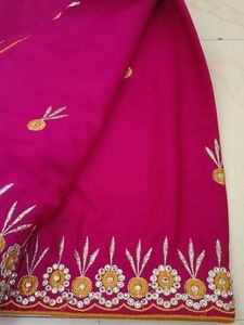 Elegant Pink Embroidered Saree