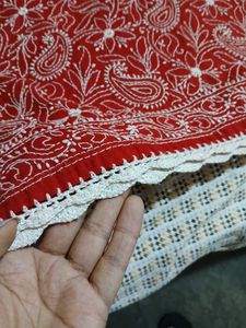 Chikankari Kurti Red