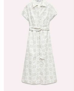 Zara Eyelet Midi Shirt Dress