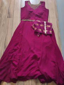 maroon gown with dupatta