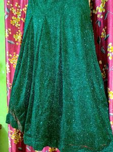 Shimmery Crop Top Lehenga With Dupatta Set 💚