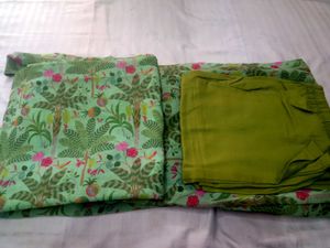 Green Tropical Print Dress