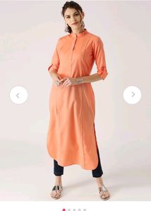 Libas Straight Orange and White Striped Kurta