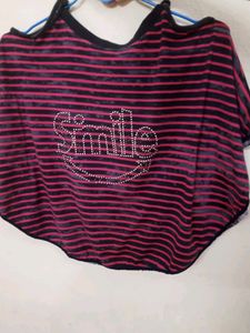 Striped Cold Shoulder Top