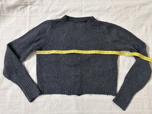 Grey Knit Sweater with Knot