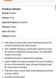 Syska Hair Dryer 1000W