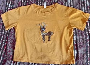 Cute Deer Graphic  Crop Tee