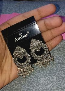 "Ambar Silver Jhumkas with Dainty Bells"