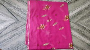Elegant Pink Embroidered Saree