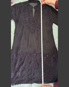 Elegant Black Chikankari Embroidered Kurta