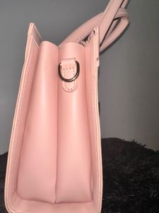 Blush Pink Structured Handbag with Gold Lock
