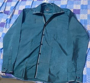 Party Wear Men&#39;s Shirt Shimmer Greenish