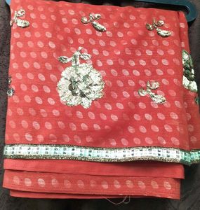 Saree Diwali Offer Rust full work kasab chamki/Sty