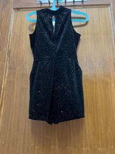 Black Sparkly Velvet Playsuit