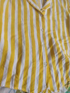 Projecteve Yellow &amp; White Crop Shirt - Size