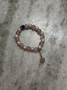Pink Crackle Bracelet with Evil Eye ✨🎀🧿