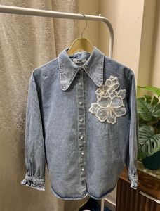 Denim Floral Blouse