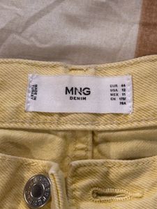 Mango Yellow Straight Fit High Rise Jeans