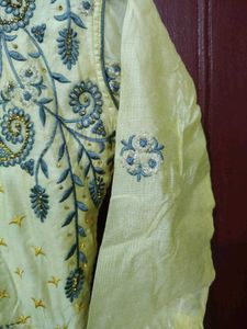 Elegant Yellow Embroidered Gown