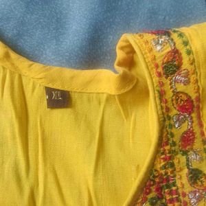 Yellow Embroidered Kurta
